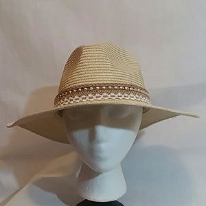 Modern Heritage Womens Hat Fedora Fancy Tie Trim Boho Hippie Summer